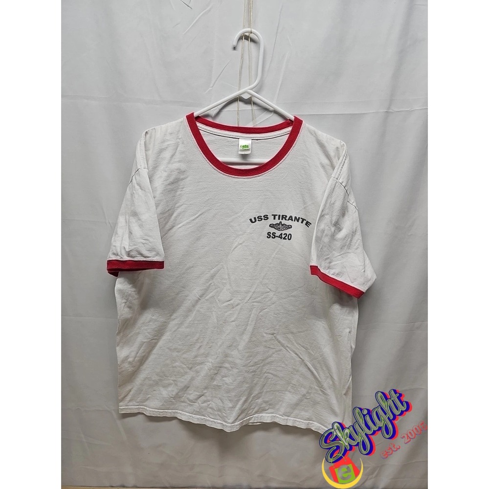 Cafepress Men White 1980s Vtg Military Us T‎ Shirt Navy Tirante Ringer Sz Reg Xl